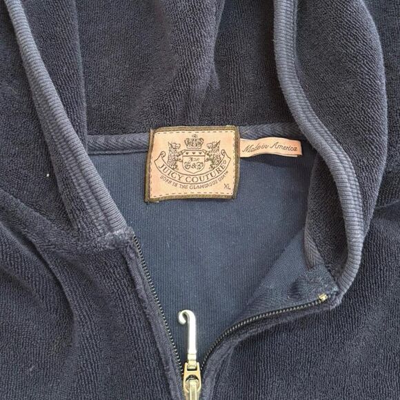 Y2K Early 2000’s Juicy Couture Navy Blue Velure Zip Up - Picture 3 of 6